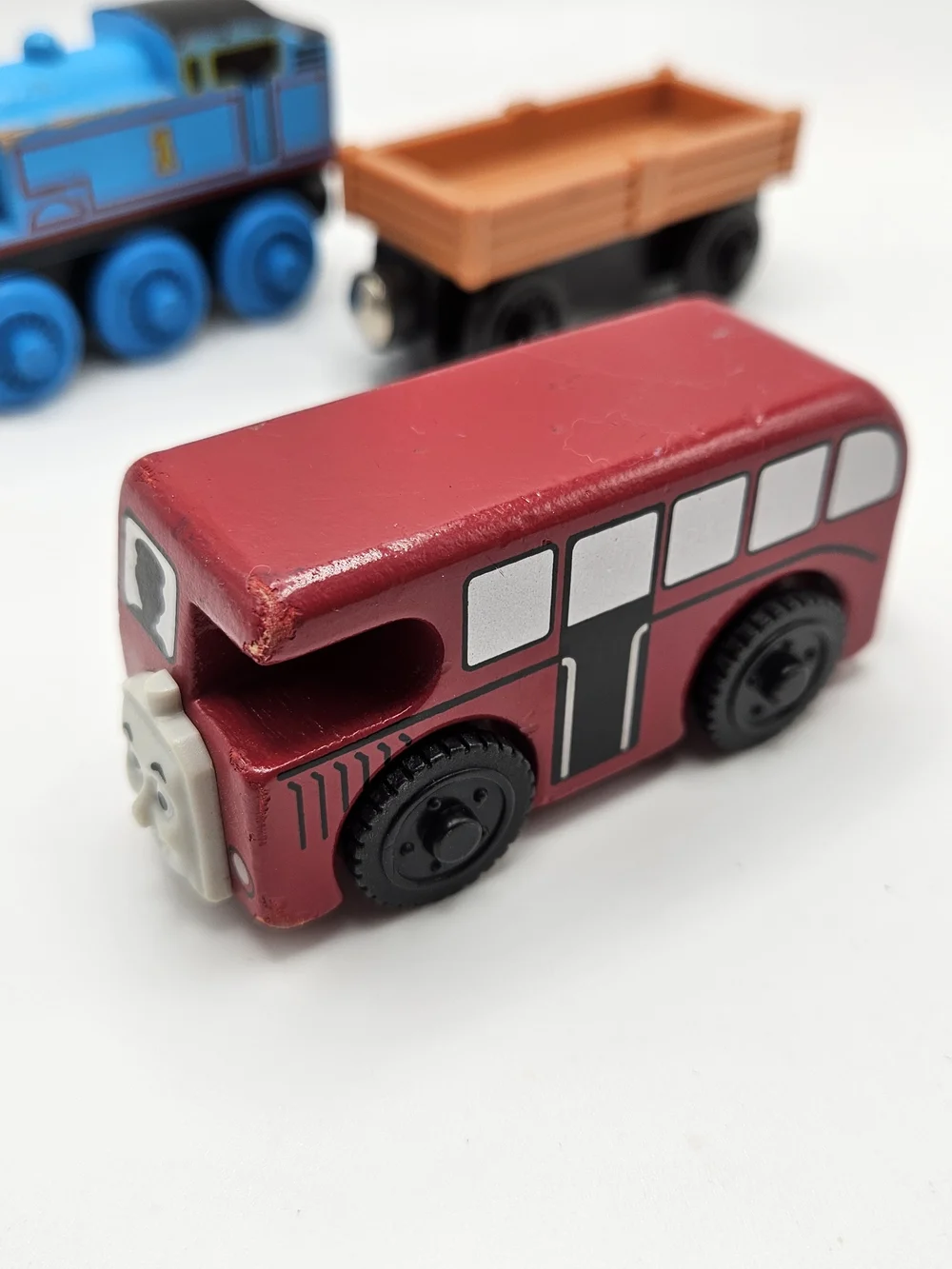 Thomas the Train Wooden Railway Set Thomas Bertie Bus Present Cargo Car Train
